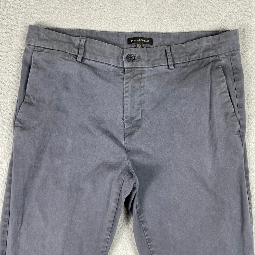 Banana Republic Chino Pants Mens 36x30 Gray Fulton Skinny Stretch Preppy